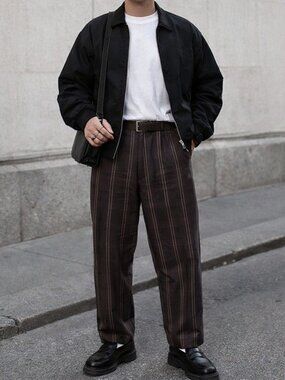 Structure Pants Straight Wide Leg Vintage 90s Cotton Flat Front Brown Size 36x34